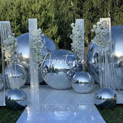 Aperturee - Silver Mirror Inflatable Ball Shiny Party Balloon