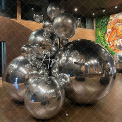 Aperturee - Silver Mirror Inflatable Ball Shiny Party Balloon