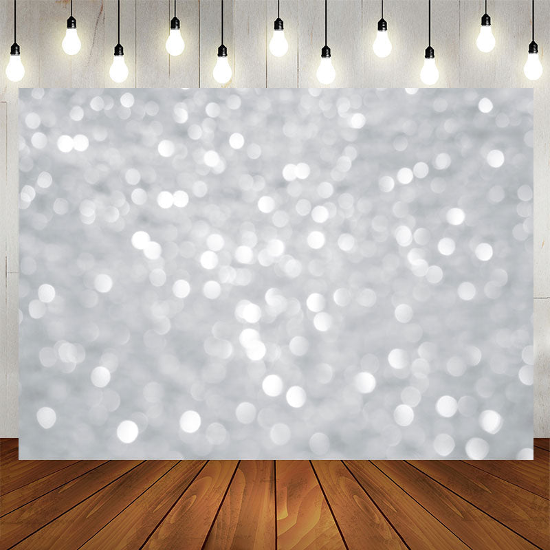 Aperturee - Silver Shiny Glitter Bokeh Simple Birthday Party Backdrop