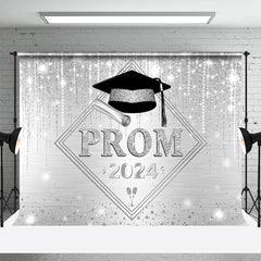 Aperturee - Silver Simple Glitter Happy Graduation Prom Backdrop