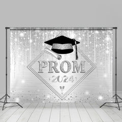 Aperturee - Silver Simple Glitter Happy Graduation Prom Backdrop