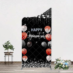 Aperturee - Silver Sparkle Balloon Black Arch Retirement Backdrop