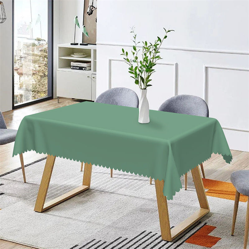 Aperturee - Simple Army Green Solid Color Rectangle Tablecloth