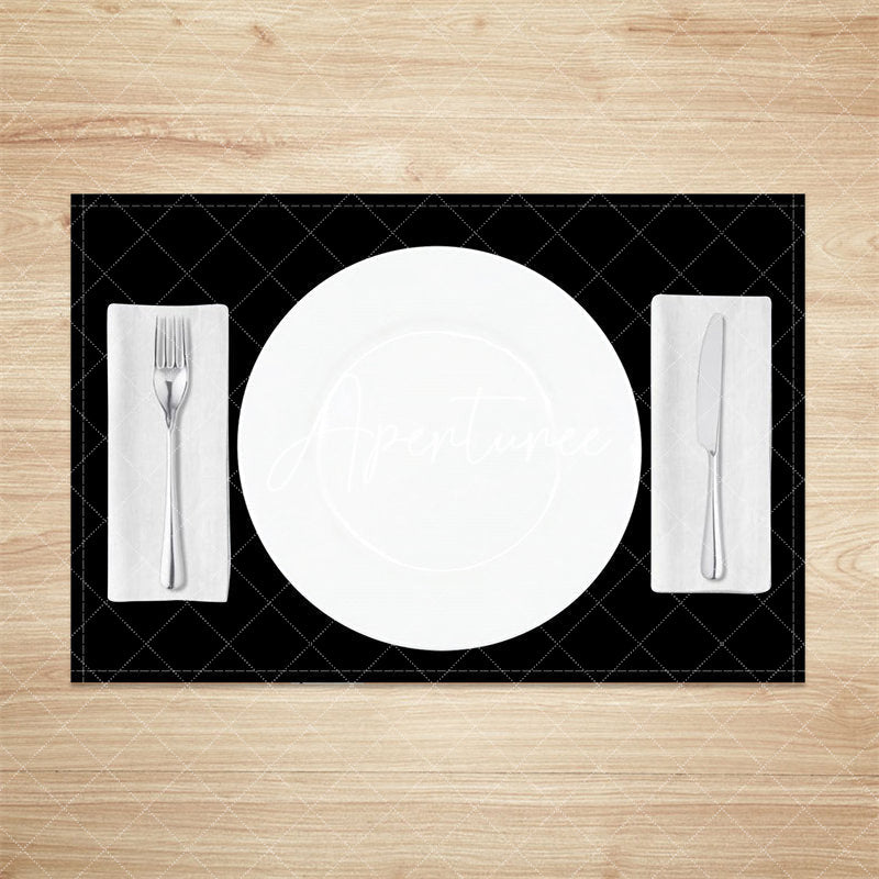 Aperturee - Simple Black Solid Color Dining Set Of 4 Placemats