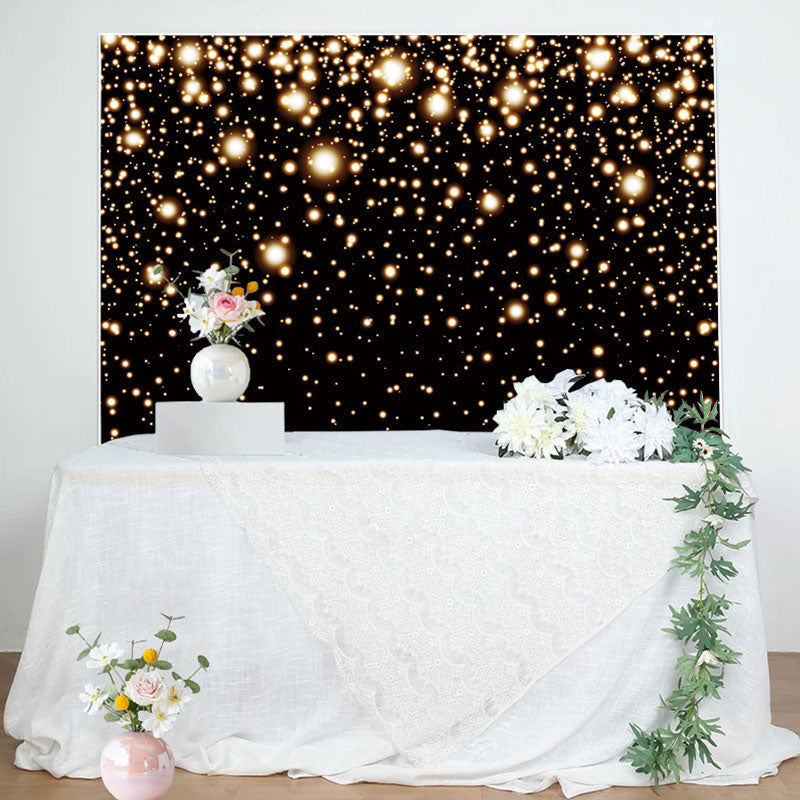 Aperturee - Simple Black Sparkle Dot Bokeh Birthday Party Backdrop