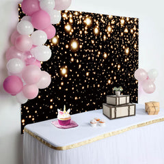 Aperturee - Simple Black Sparkle Dot Bokeh Birthday Party Backdrop