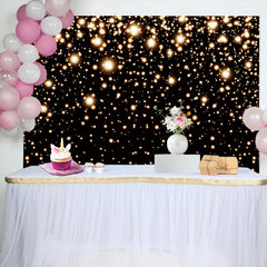 Aperturee - Simple Black Sparkle Dot Bokeh Birthday Party Backdrop