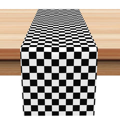 Aperturee - Simple Black White Checkered Modern Table Runner