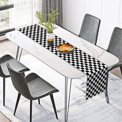 Aperturee - Simple Black White Checkered Modern Table Runner