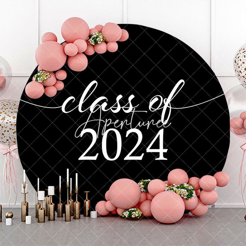 Aperturee - Simple Black White Class Of 2024 Round Grad Backdrop