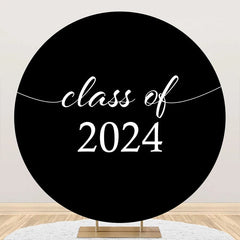 Aperturee - Simple Black White Class Of 2024 Round Grad Backdrop