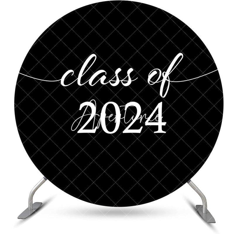 Aperturee - Simple Black White Class Of 2024 Round Grad Backdrop