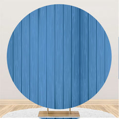 Aperturee Simple Blue And Wooden Circle Backdrop For Holiday