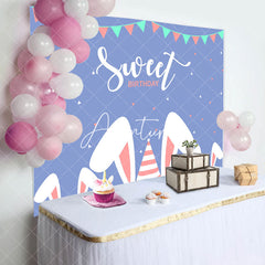 Aperturee - Simple Blue Cute Rabbit Ears Sweet Birthday Backdrop