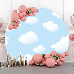 Aperturee - Simple Blue Sky White Cloud Circle Birthday Backdrop