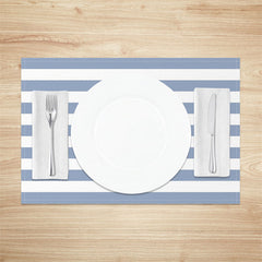 Aperturee - Simple Blue White Stripe Dining Set Of 4 Placemats