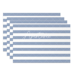 Aperturee - Simple Blue White Stripe Dining Set Of 4 Placemats