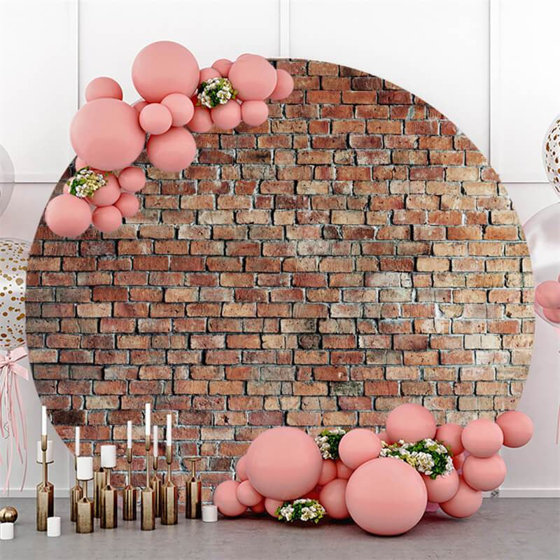 Aperturee Simple Brick Wall Round Backdrop For Happy Birthday