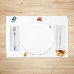 Aperturee - Simple Butterfly Floral White Set Of 4 Placemats