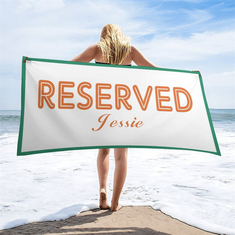 Aperturee - Simple Color Custom Name Family Beach Pool Towel