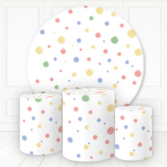 Aperturee Simple Colorful Dots Happy Holiday Round Backdrop Kit