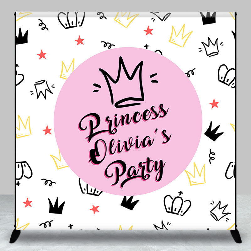 Aperturee - Simple Crown Lines Princess Custom Birthday Backdrop