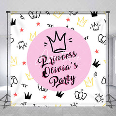 Aperturee - Simple Crown Lines Princess Custom Birthday Backdrop