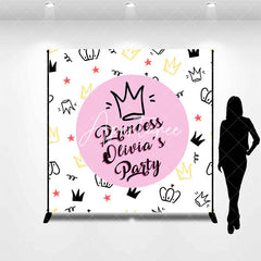 Aperturee - Simple Crown Lines Princess Custom Birthday Backdrop