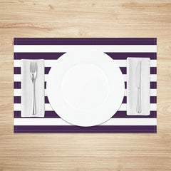 Aperturee - Simple Dark Purple White Stripe Set Of 4 Placemats