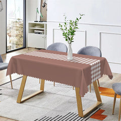 Aperturee - Simple Dark Red White Checkered Rectangle Tablecloth