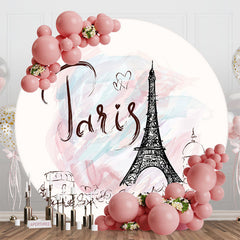 Aperturee - Simple Drawing Paris Eiffel Tower Round Backdrop