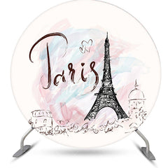 Aperturee - Simple Drawing Paris Eiffel Tower Round Backdrop