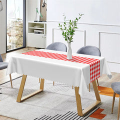 Aperturee - Simple Elegant Red White Plaid Rectangle Tablecloth