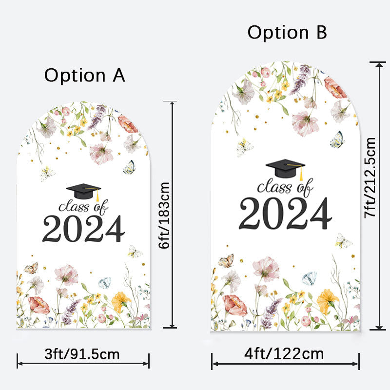 Aperturee - Simple Floral Class Of 2024 Graduation Arch Backdrop