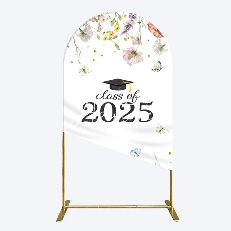 Aperturee - Simple Floral Class Of 2025 Graduation Arch Backdrop