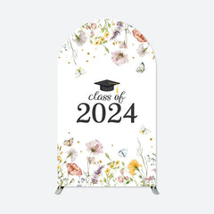 Aperturee - Simple Floral Class Of 2024 Graduation Arch Backdrop