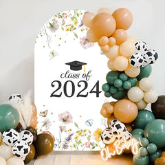 Aperturee - Simple Floral Class Of 2024 Graduation Arch Backdrop