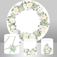 Aperturee Simple Floral White Boho Round Wedding Backdrop Kit