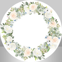 Aperturee - Simple Floral White Boho Round Wedding Backdrop Kit