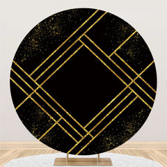 Aperturee Simple Glitter Gold And Black Lines Circle Backdrop