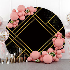 Aperturee Simple Glitter Gold And Black Lines Circle Backdrop