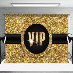 Aperturee - Simple Gold Glitter Black Belt VIP Party Backdrop