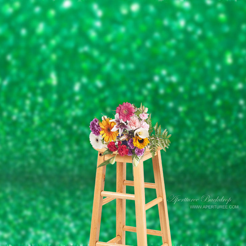 Aperturee - Simple Green Glitter Diy Spring Photography Backdrop