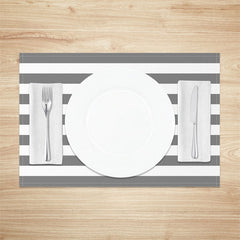 Aperturee - Simple Grey White Stripe Dining Set Of 4 Placemats