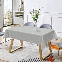 Aperturee - Simple Light Grey Solid Color Rectangle Tablecloth