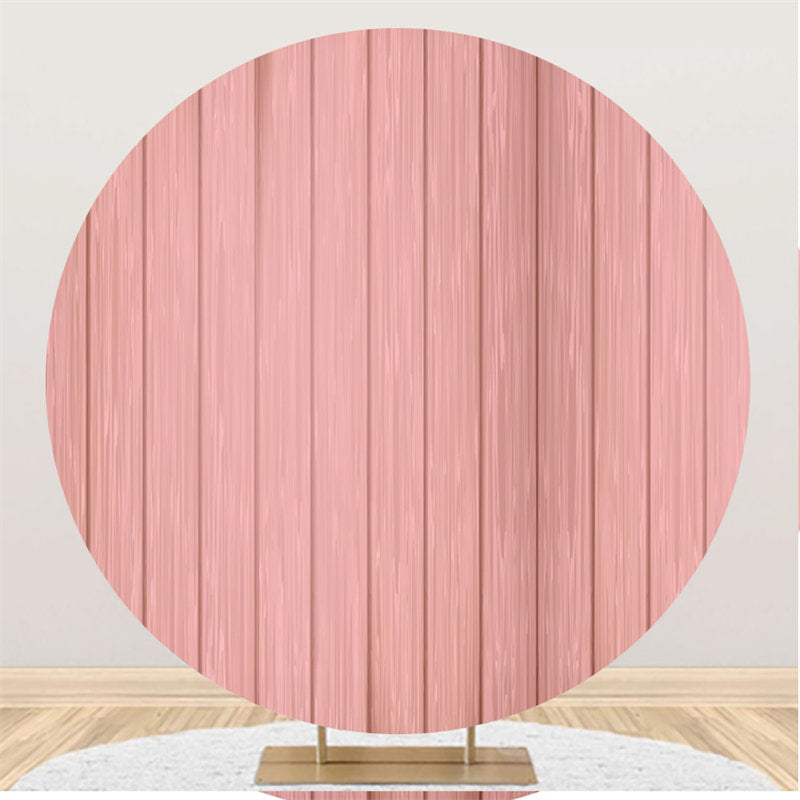 Aperturee Simple Light Pink Wooden Round Backdrop For Holiday