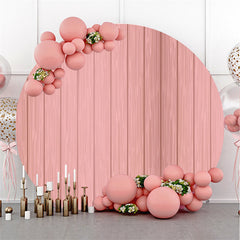 Aperturee Simple Light Pink Wooden Round Backdrop For Holiday