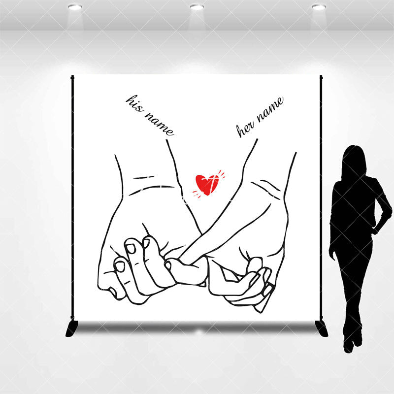 Aperturee - Simple Lines Hands Custom Valentines Day Backdrop