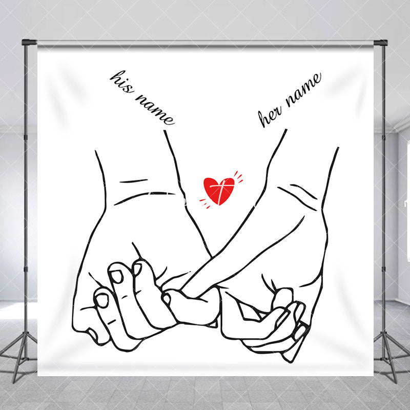 Aperturee - Simple Lines Hands Custom Valentines Day Backdrop