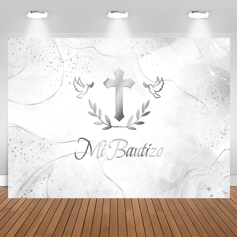 Aperturee - Simple Mi Bautizo Gray Smog Texture Baptism Backdrop